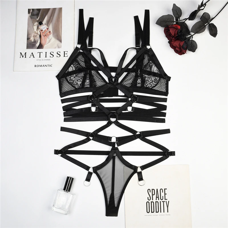 

Сексуальное черное Сетчатое нижнее белье AIIOU, женское эротическое Ажурное боди, прозрачное женское нижнее белье, женские порно-костюмы
