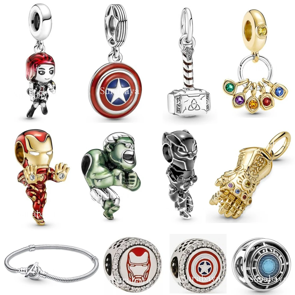Make Avenger Beads 925 Sterling Silver Pendant for Original Pandora Bracelet Alliance Charm Jewelri Brand Children's Day Gift |
