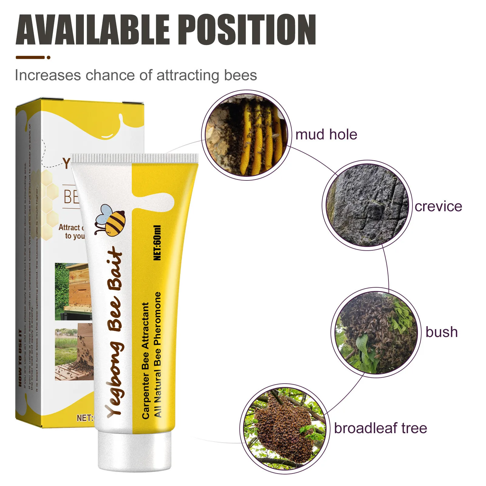 Bee Attractant Melon Orchard Adhesive Needle Tip Bee Keeping Tool 60ml Beekeeping Supplies For Gardens and Courtyards Paste