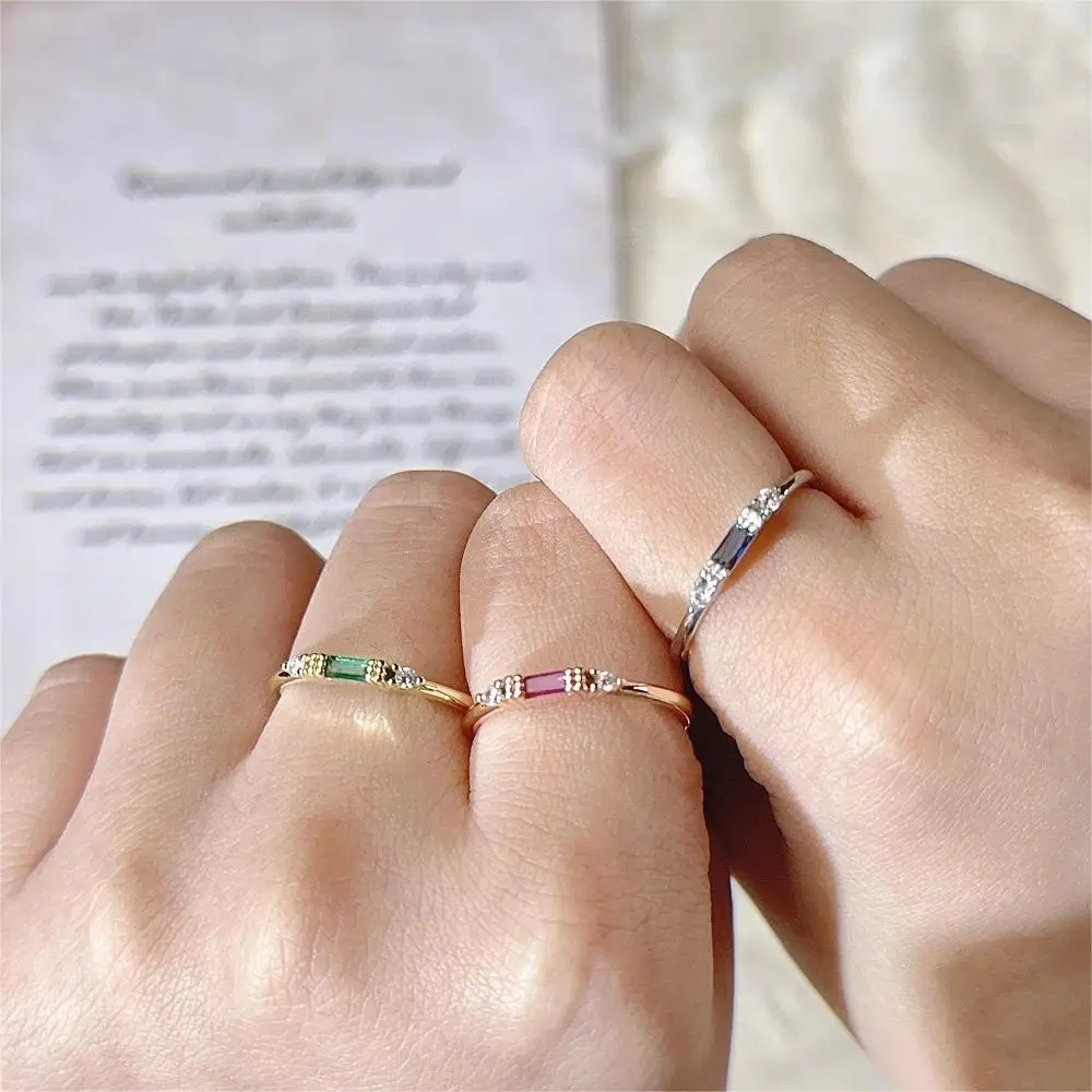 Stacking Rings For Women 3 Color Crystal Zircon Mini