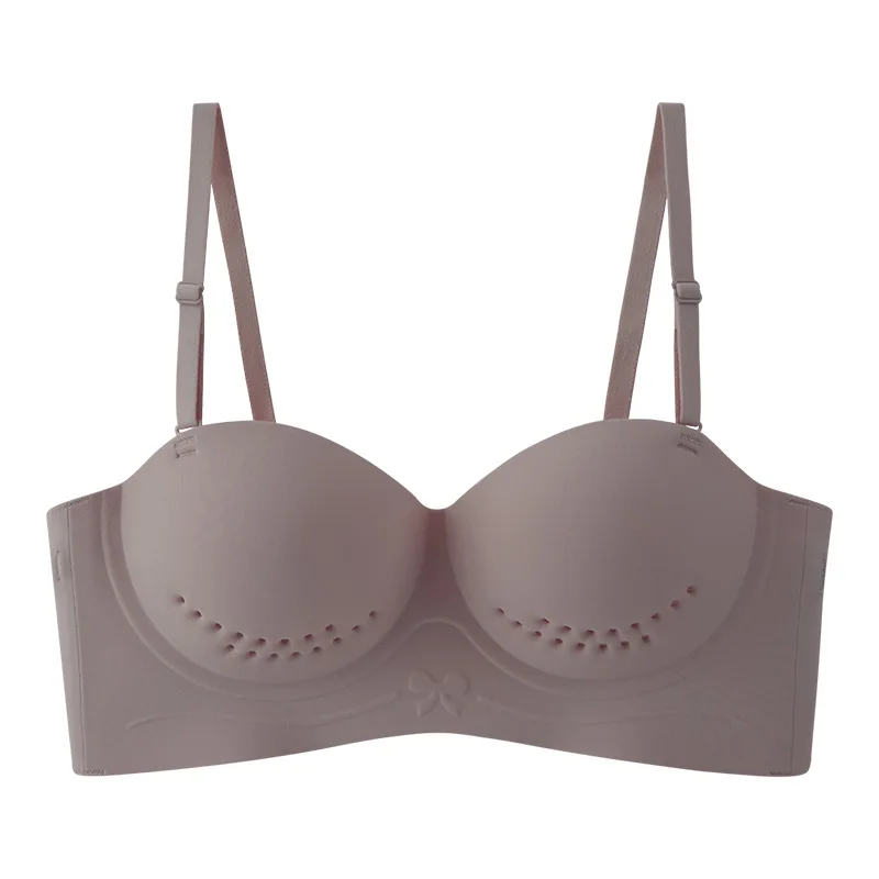 

Breathable Underwear Women's Soft Support Comfortable Upper Support Summer Thin Strapless Non-slip Gathered Breast Bra
