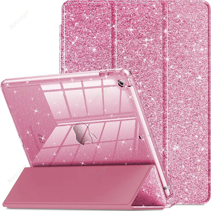 Glitter iPad Case with Pencil Holder & Hard Shell Back