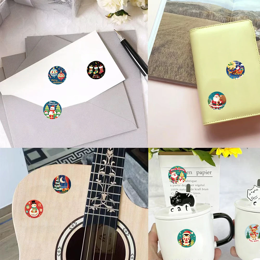 500PCS New Christmas Stickers Roll Small Children Stickers Cute Kawaii Cartoon Packaging Stickers Photocard Decor Lables for Kid 4