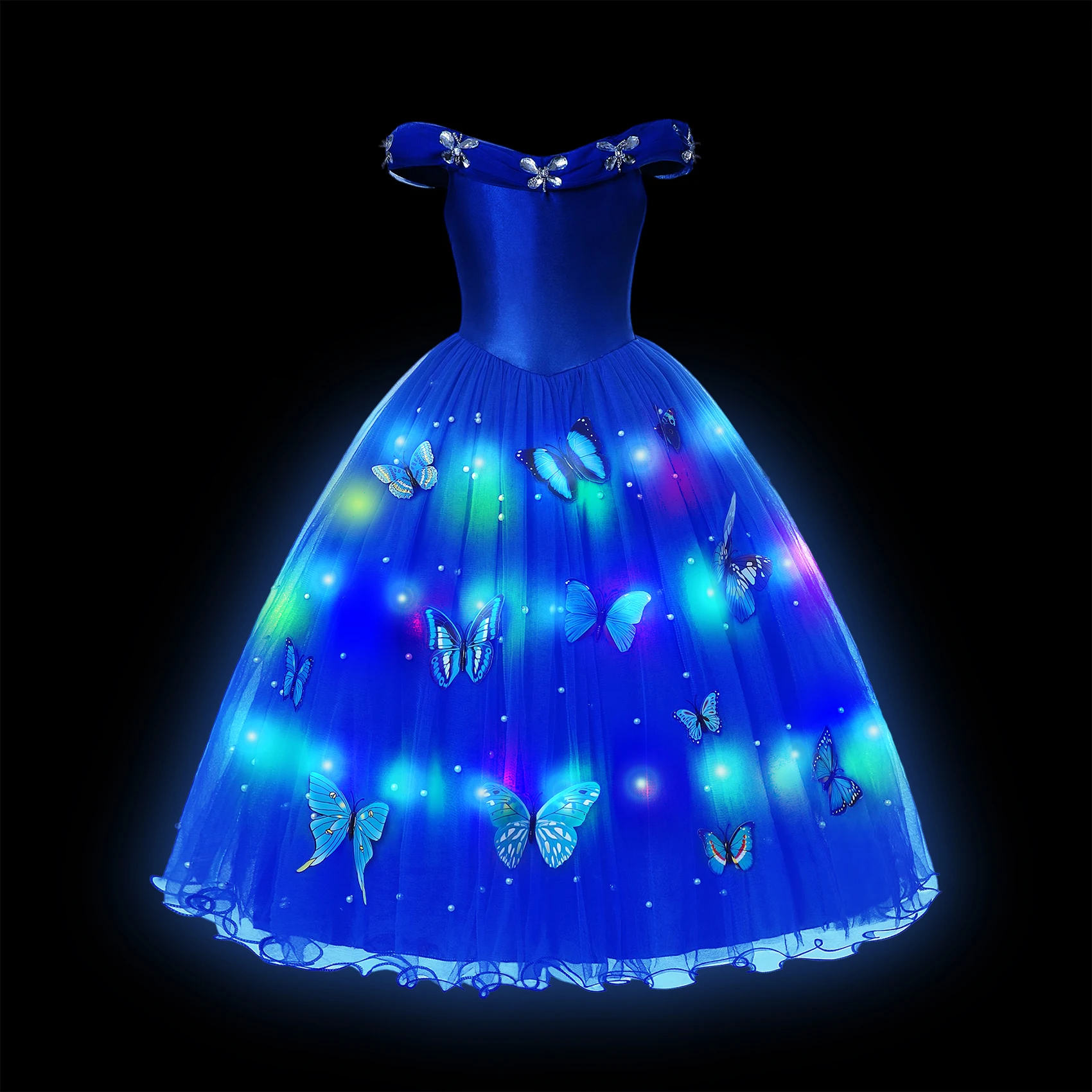 thumbnail image 1 of Frozen Girls Elsa Anna LED Light Up Princess Dress for Kids Cosplay Party Clothes Mermaid Rapunzel Snow White Carnival Prom Gown, 1 of 5