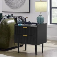 20" Small Side Table, Modern Bedside Tables with 2 Stroage Drawers, for Table for Living Room, Bedroom, Black&Gold, 1-Pack 1