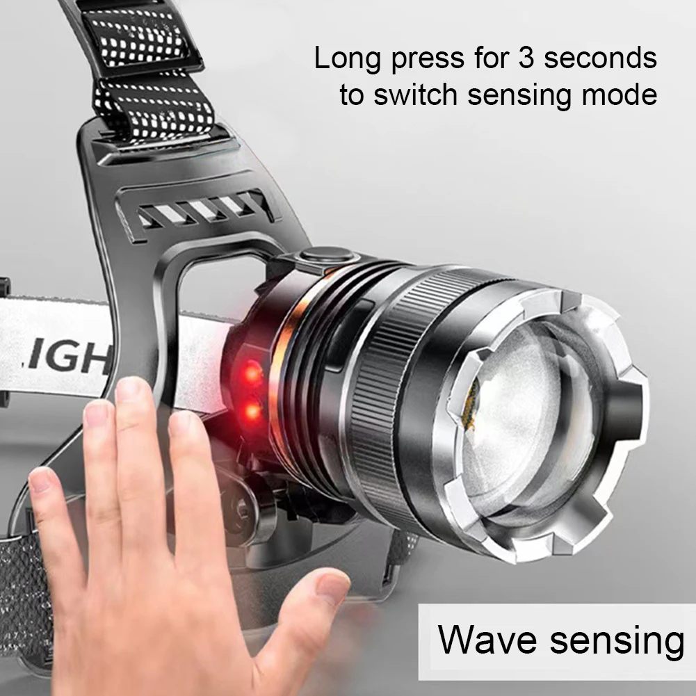 

Головной фонарь с датчиком движения, USB-зарядка