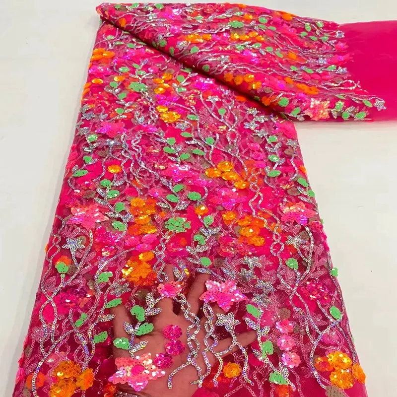 

Новинка, очень высокое качество, французское Тюлевое кружево, многоцветные блестки, африканская сетчатая ткань, Нигерия, Гана, праздник TS2113