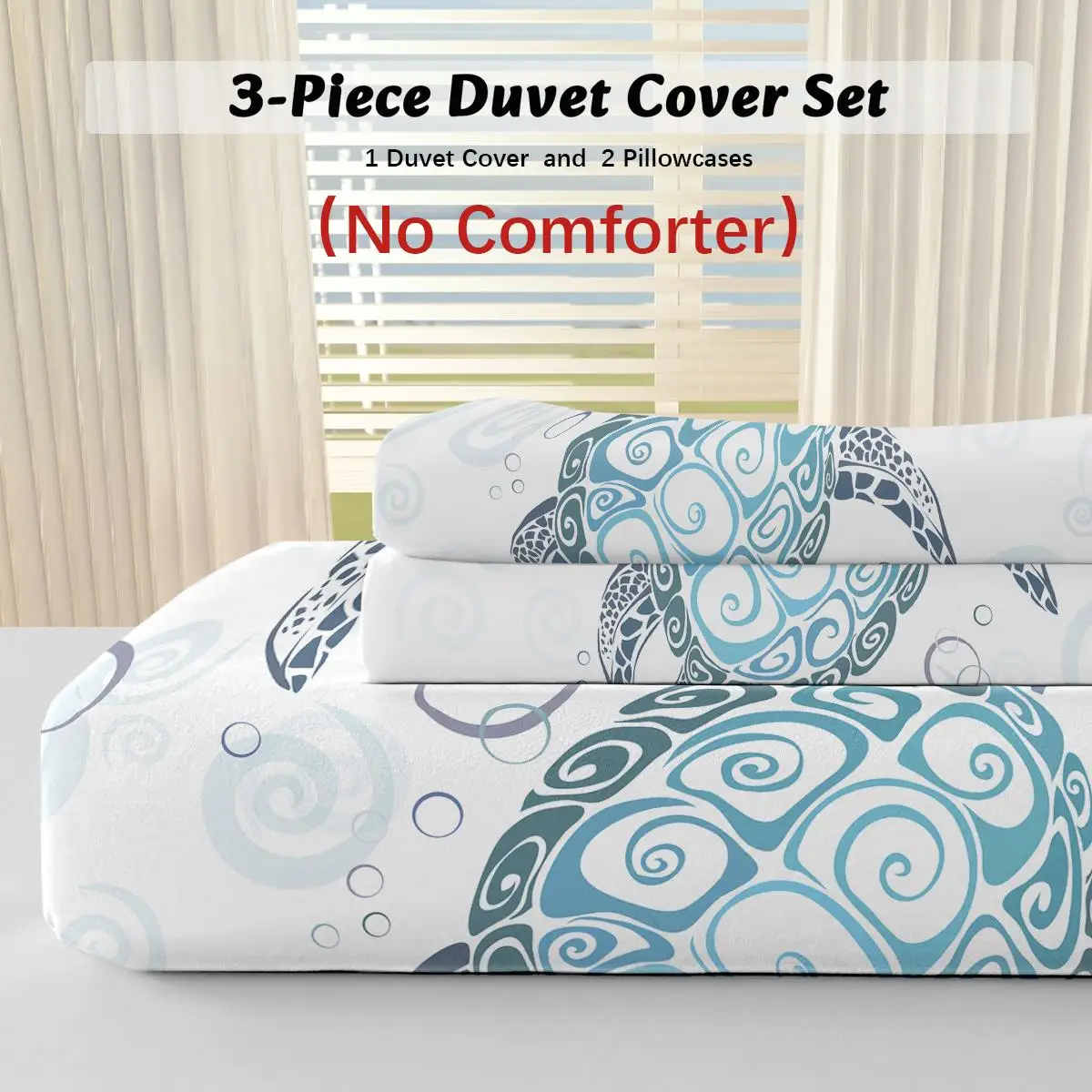 Aqua Teal Sea Bedding Set - 3PC Full Duvet Cover & 2 Pillowcases, Ocean-Themed Comforter for Beach Lovers 4