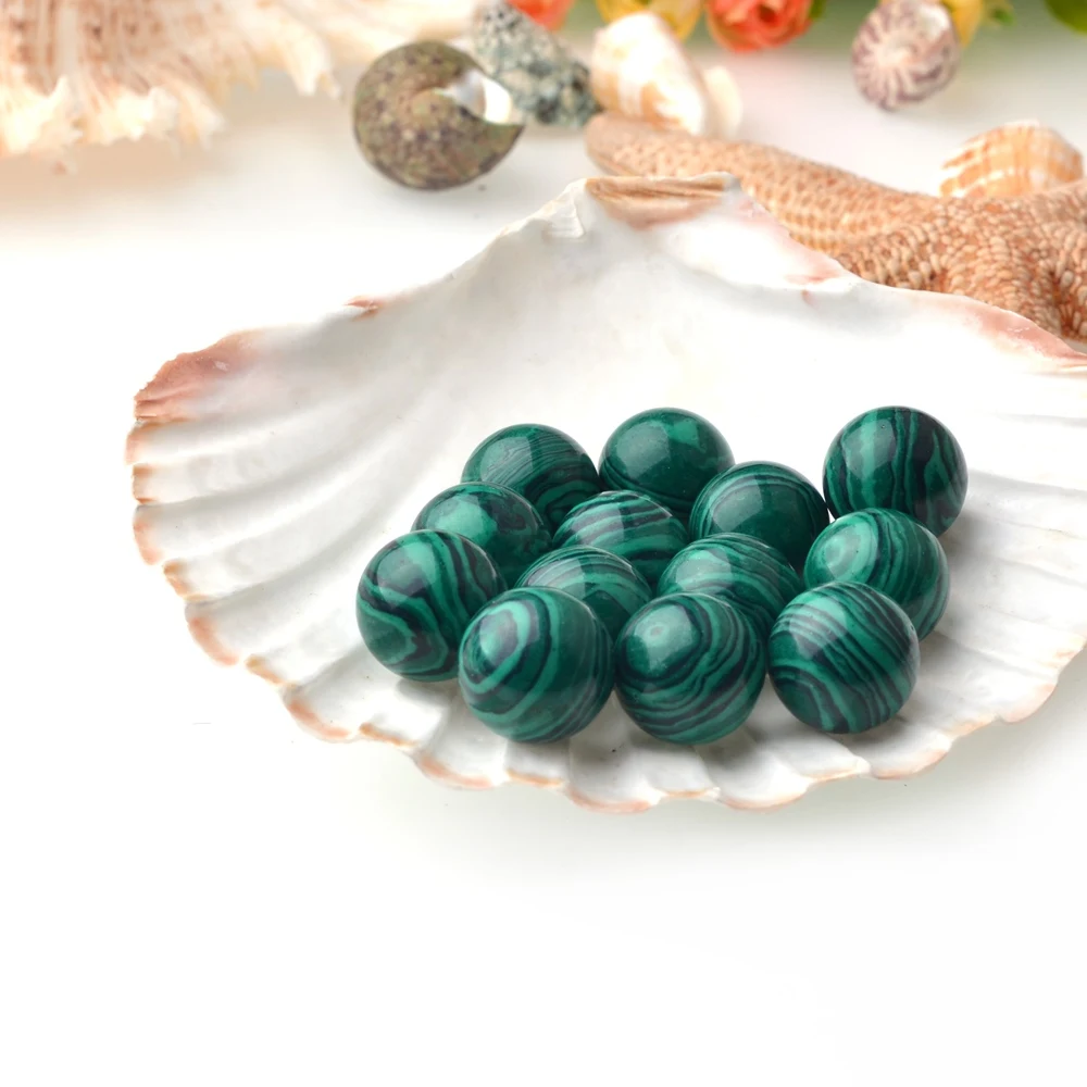

10MM Malachite Chakra Balls 10PCS for Stress Relief Meditation Balancing Home Decoration Bulks Crystal Spheres Polished