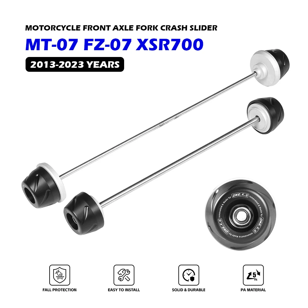 

MT07 FZ07 XSR700 защита колеса от столкновений для YAMAHA MT-07 2013 ~ 2023 Передняя Задняя ось вилки слайдеры аксессуары