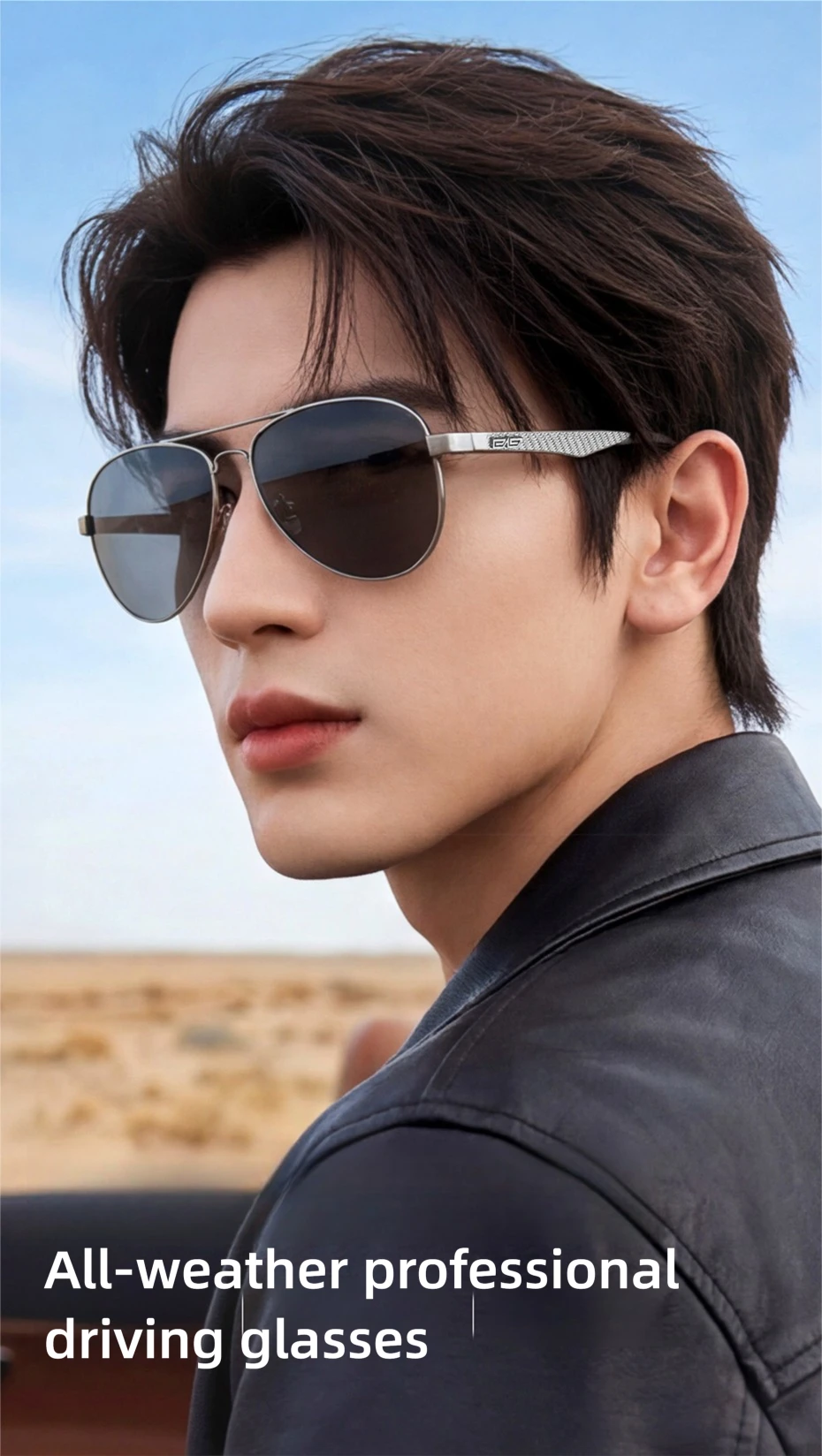 CAPONI Pilot Sonnenbrille Kohle faser Arm Sonnenbrille für Männer photo chrome polarisierte Doppelbrücke Marke Design Brille bs3110 – Detail 3