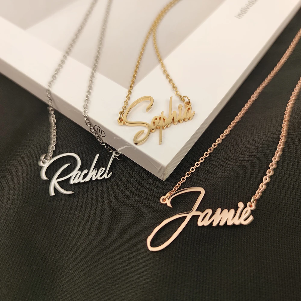 Custom Name Stainless Steel Necklaces for Women Personalized Letter Pendant Choker Gold Chains Jewelry Collares Personalizados