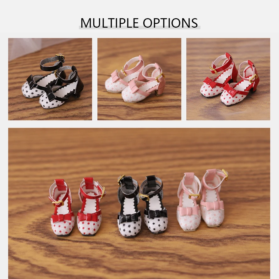 ICY DBS Blyth Doll Shoes 1/6 Heels Featured Polka Dot Shoes BJD Girls Toys