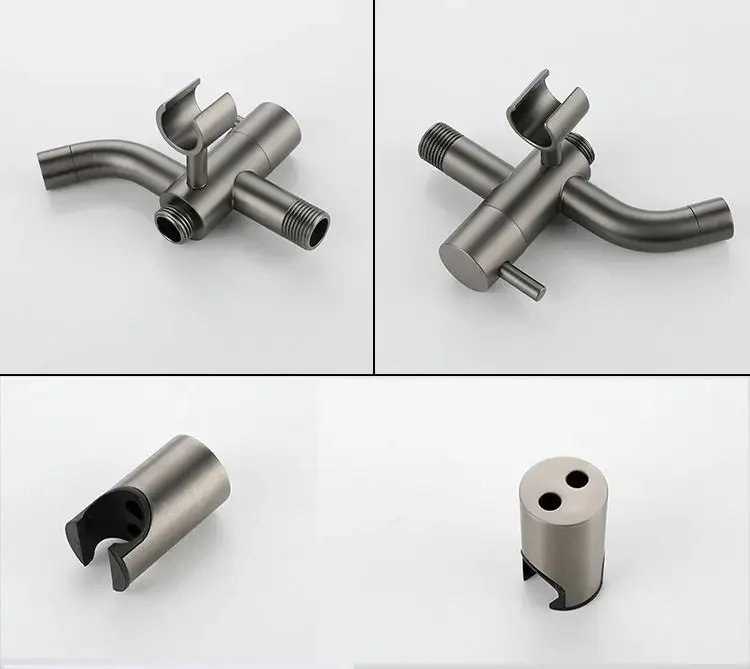 Description Picture 5 of itemWall Mounted Toilet Bidet Faucet set Brass Double Use Bidet faucet Bathroom sprayer shower bidet High Pressure gun gray
