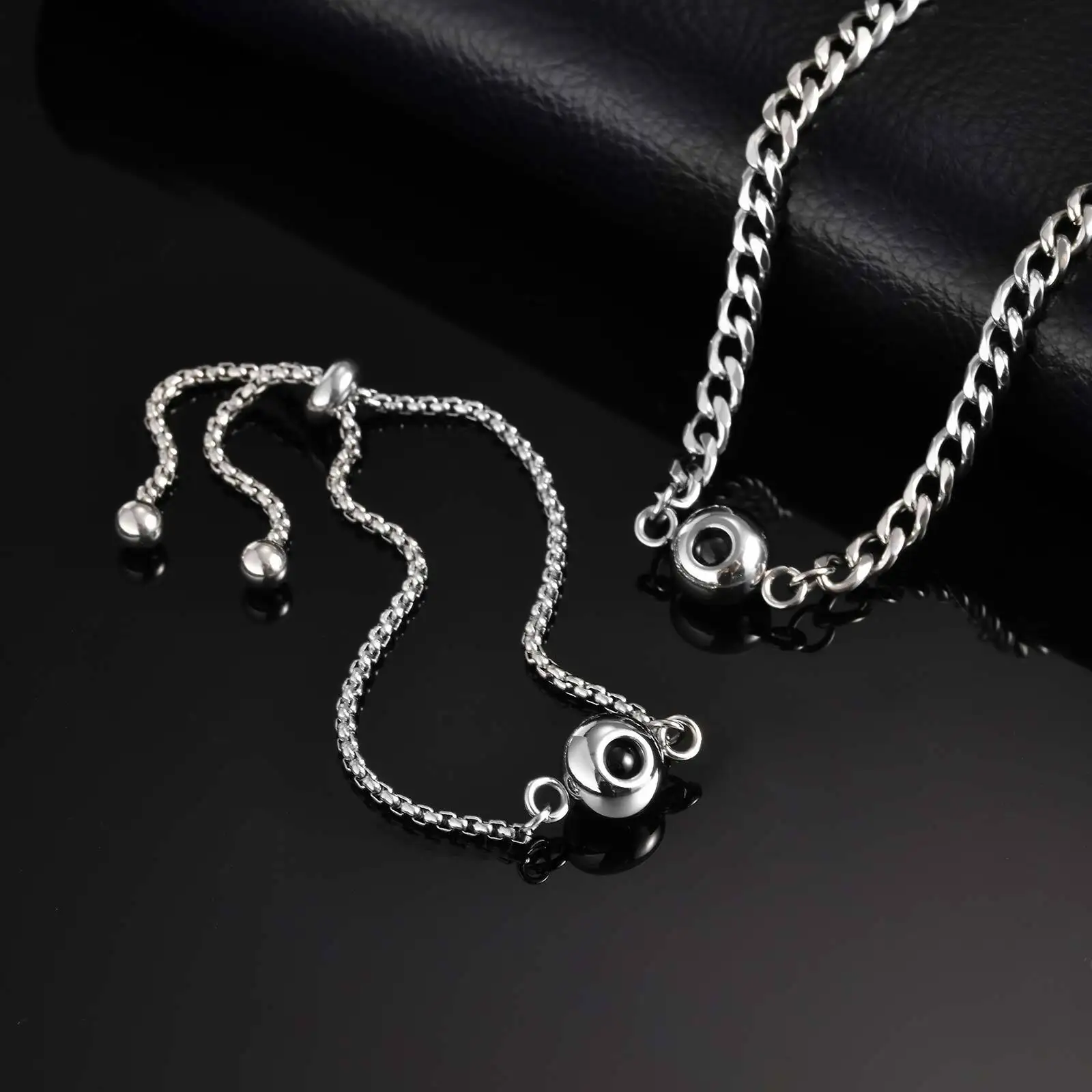 Customized Projection Stone Necklace for Men,Stainless Steel Cuban Chain Collars,Anniversary's Day Gift