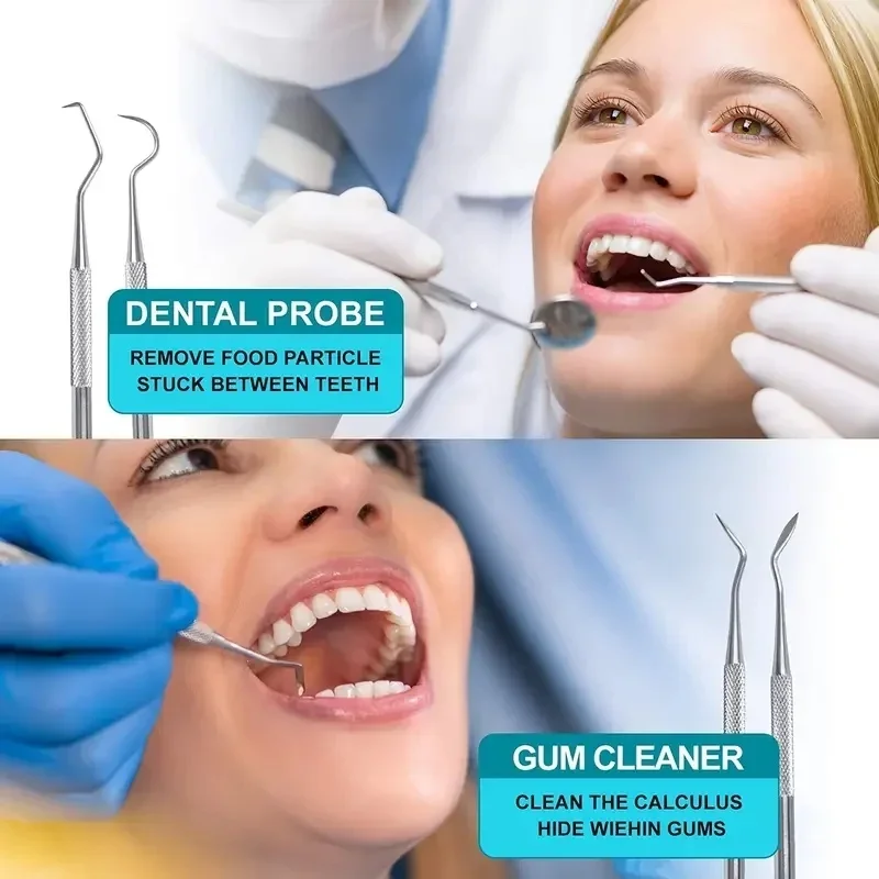 3-8P Edelstahl Zahnarzt Oral Werkzeuge Reinigung Zahnseide Zahnstein Entfernung Leicht zu reinigen Nicht leicht zu brechen Dental Oral Spiegel Pflege – Detail 7
