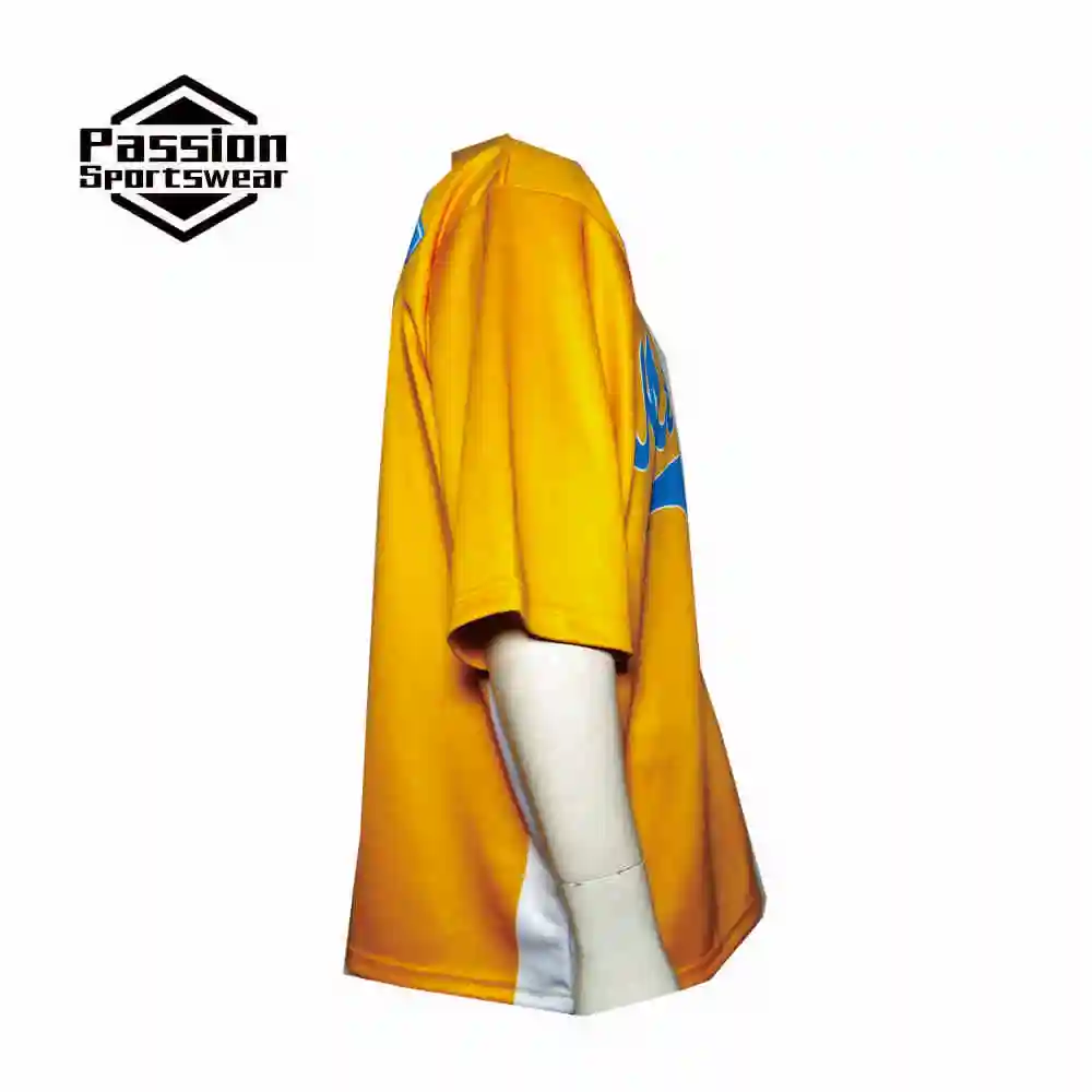 5 PCS Sublimated Team Name Number Printing Sports Uniform Women Men Baseball Jerseys Yellow Personalized Player Name