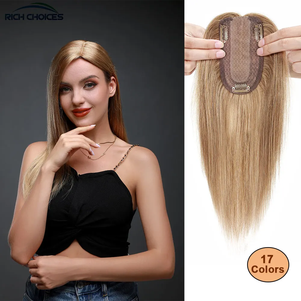 실크 베이스 헤어 토퍼 100%, 천연 여성 헤어피스 기계, 헤어 연장 150%, 3 클립 인, 풍부한 선택, 7 × 13cm 
