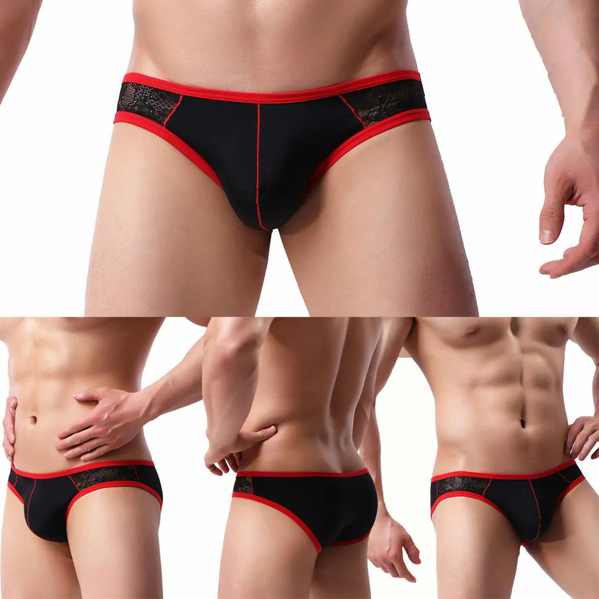 

Underwear Ice Silk Men's Underwear Slippery Sexy Men's Lace Underwear Striped Low Rise Men's Lesbian Underwear