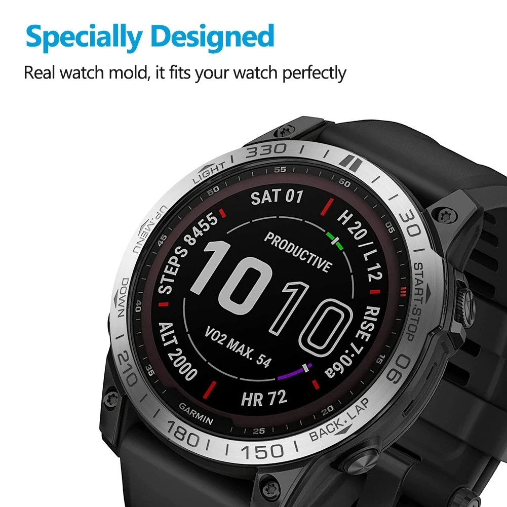 Stainless Steel Engraved Bezel Ring with Scratch Resistant Case