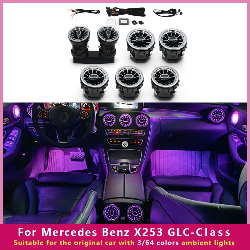 

LED Air Vent Speaker Decorative Lamp Ambient Light Bluetooth APP For Mercedes-Benz W205/C-CLASS/X253/GLC-CLASS Decorative Lamp