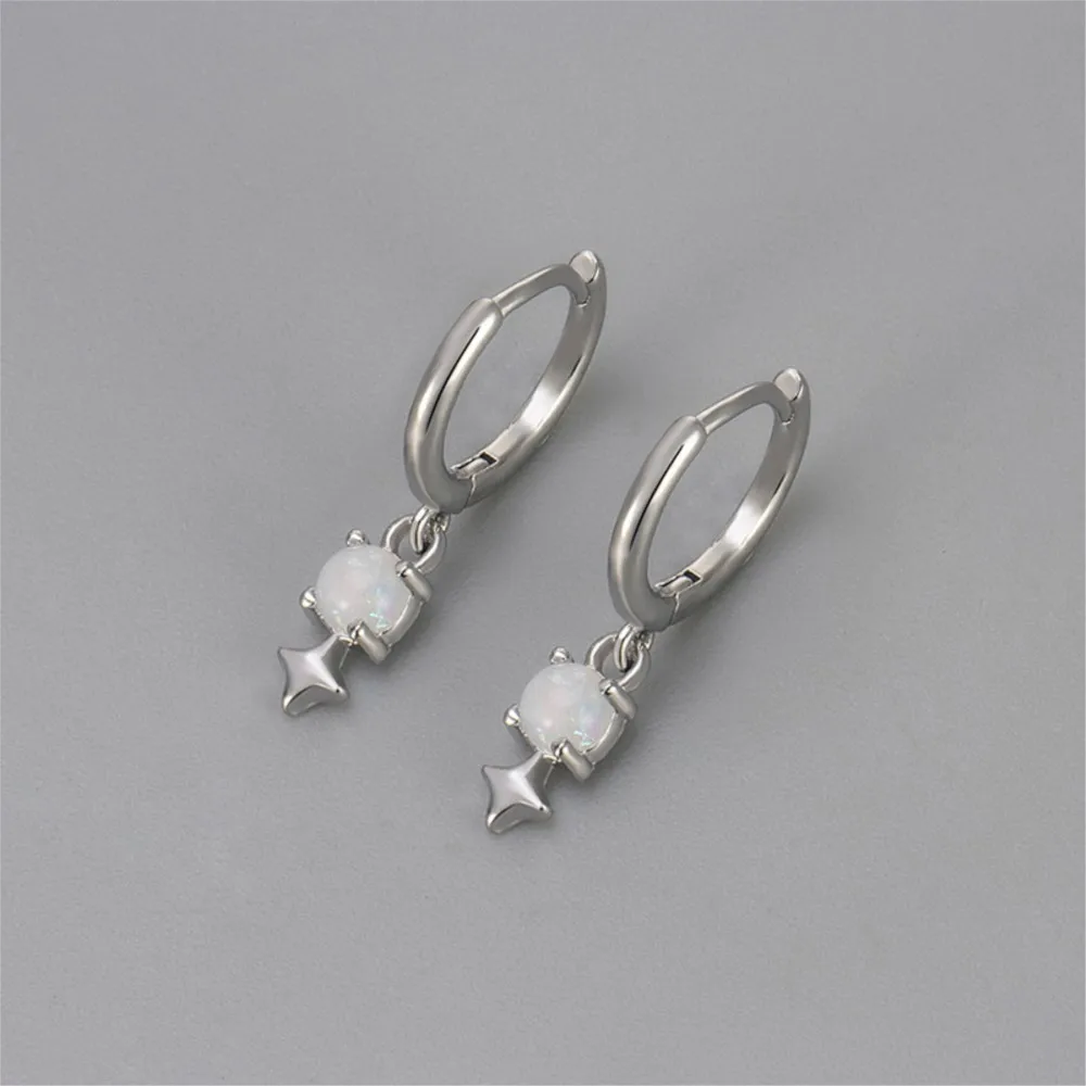 Light Luxury White Opal Rhinestone Dangle Earrings for Women Fashion Creative Design Earring Party Jewelry Gifts