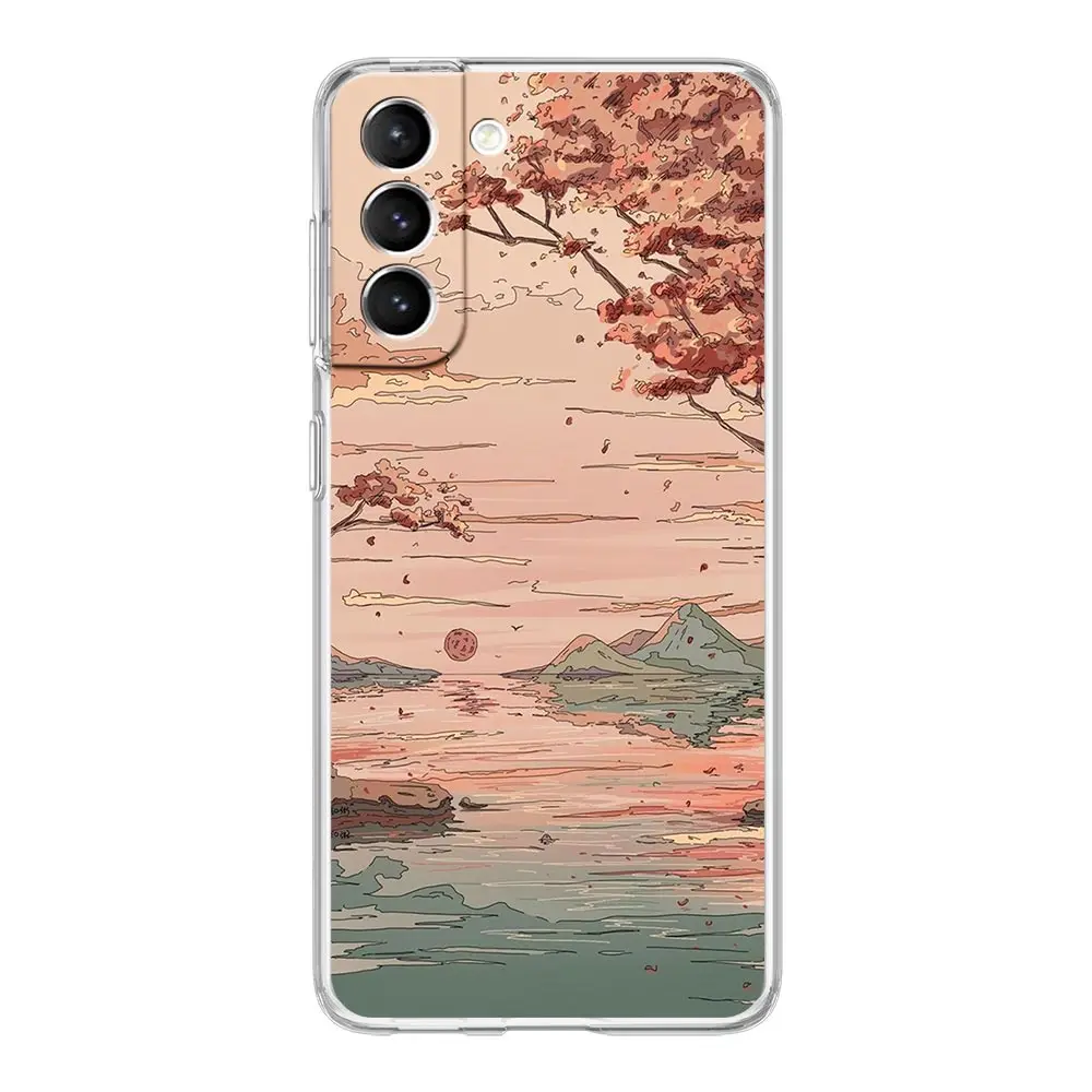 Japan Sunset Scenery Clear Soft Phone Case