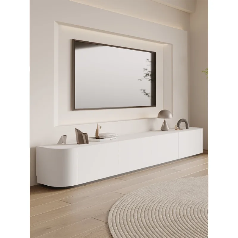 

Тумба для телевизора в стиле кремовый и кофейный столик, современный и минималистичный небольшой шкаф, популярный в Интернете высокий белый напольный ТВ-шкаф