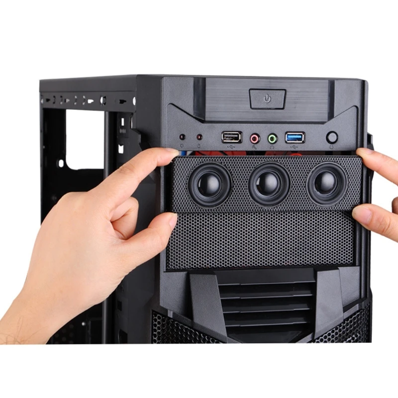 Stereo Speaker PC Front Panel Computer Case Built-in Mic Music Loud Speaker Space Saving for Des