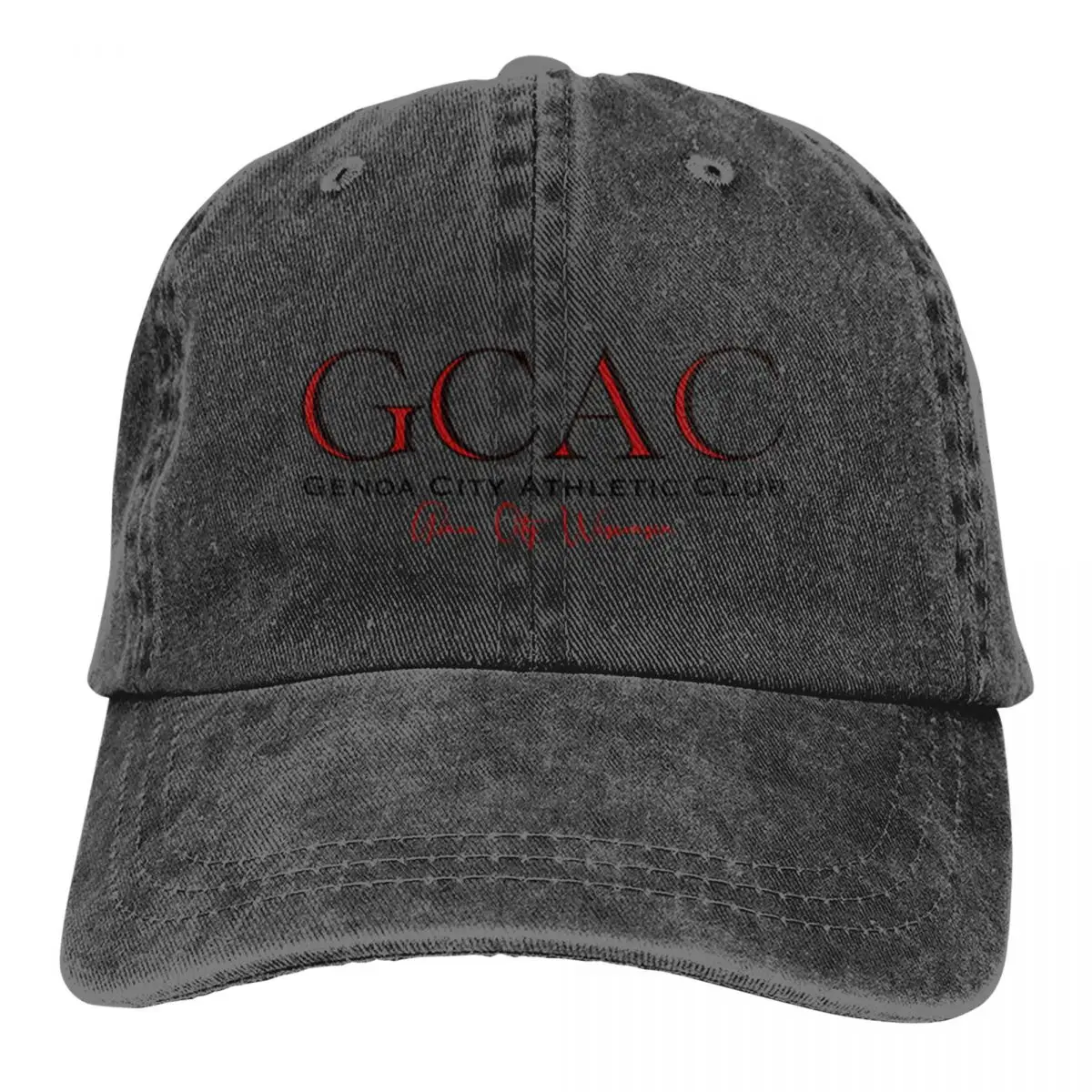 

Рубашка GCAC для участников-красно-черный с белым фоном, модная бейсболка для улицы