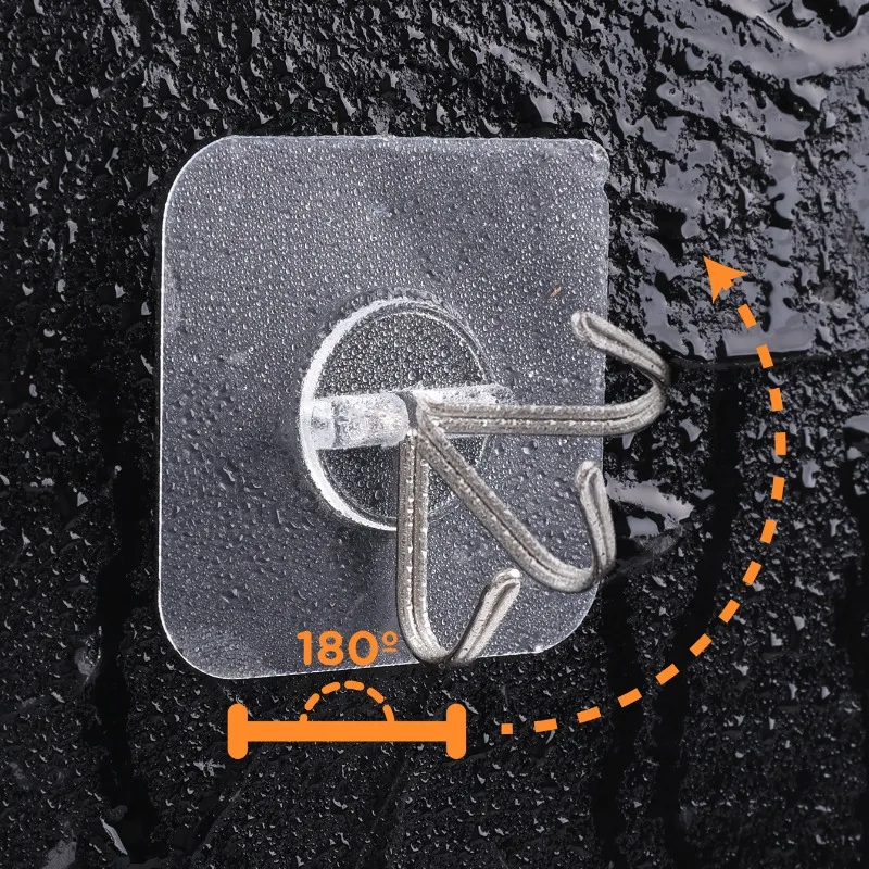 Self Adhesive Hook Wall Hooks Strong Transparent Stainless Steel Hanger Multi-Function Traceless Hook For Kitchen Bathroom Door self adhesive hooks multi purpose hooks adhesive wall hook