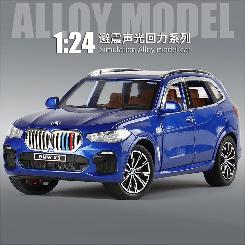 Diecast 1/24 Vehicles BMW Metal Simulation Large Off-road Vehicle Collection Ornaments Car Model Toy Birthday Gift for Child