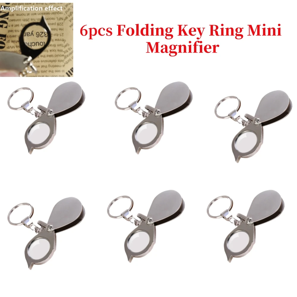 Portable 15x Folding Key Ring Mini Magnifier Key Chain Magnifying Glass