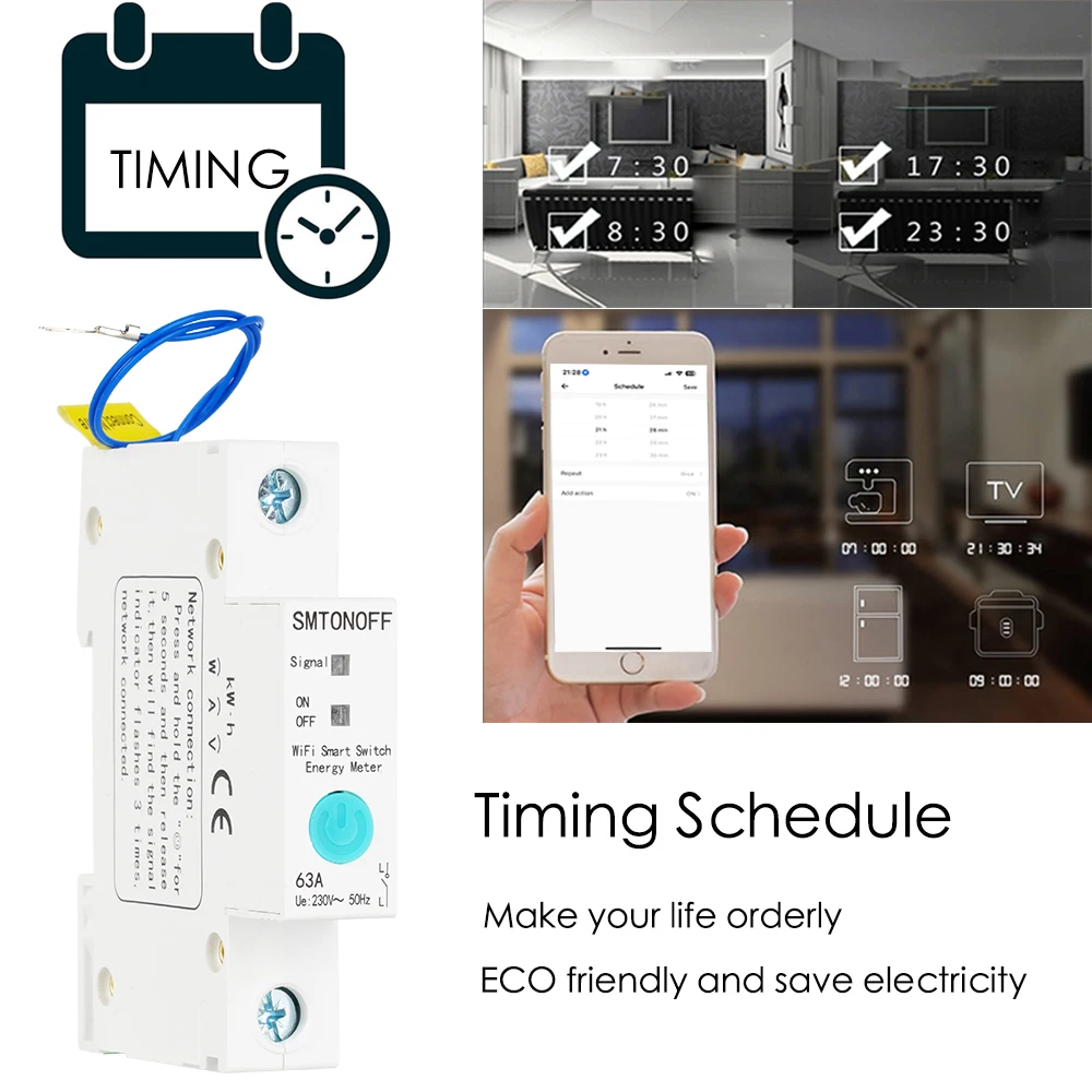 Ewelink WiFi Smart Switch Energy Monitoring Circuit Breaker Timer Relay for Smar