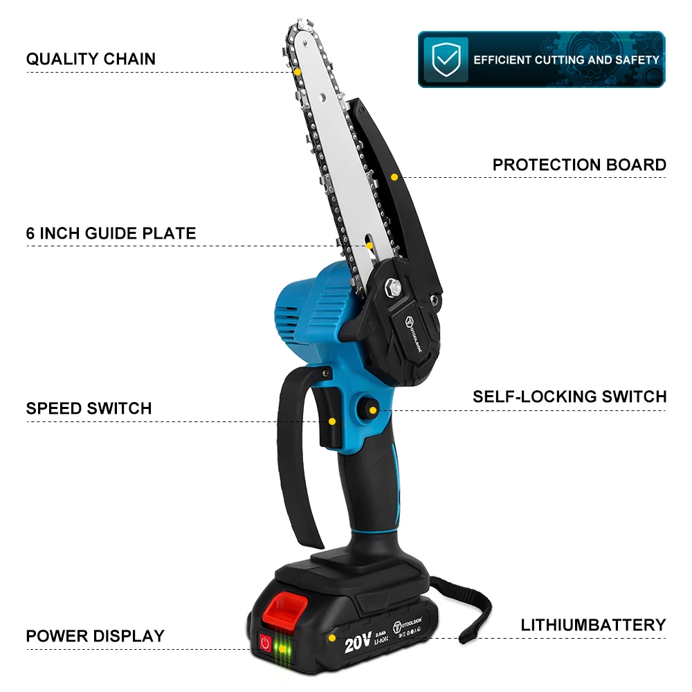 OTOOLSION Brushless Cordless Saw 6 Inch Powerful 20V Portable Brushless Cordless Chain Saw for Wood Cutting and Pruning Trees