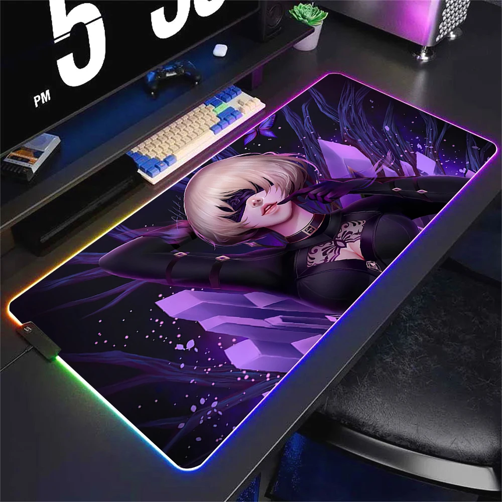 RGB NieR Automata XXL LED Backlit Gaming Deskmat - Large Cool Mouse Pad for Office and Gaming Setup