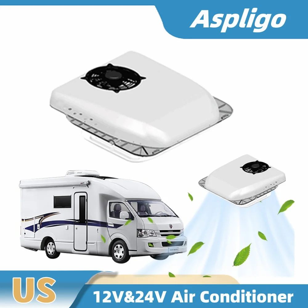 

Aspligo Ultra-thin RV Rooftop Air Conditioner 12V 24V Electric Ceiling Roof Air Conditioning For Motorhome Camper Van Truck