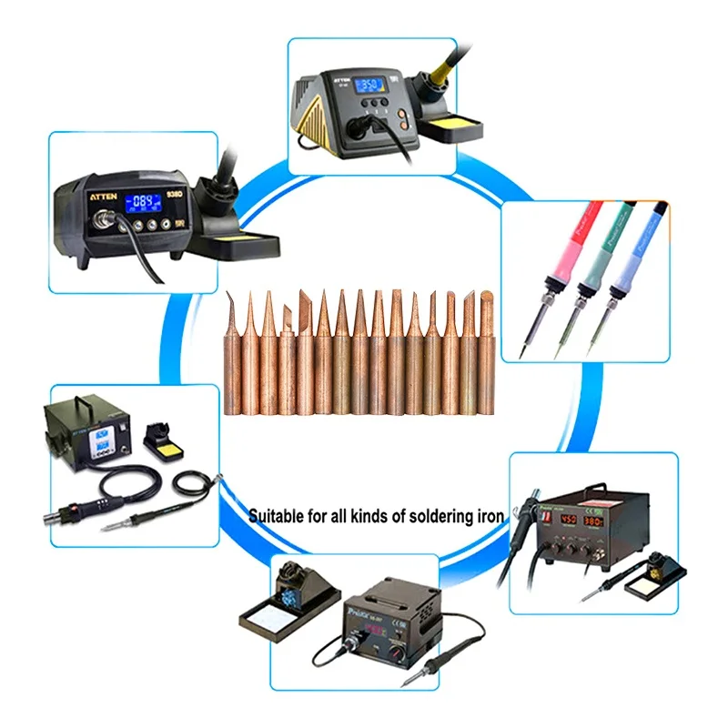 4Pcs/5Pc 900M T Series Pure Copper Soldering Iron Tip Lead-free Welding Sting For Hakko 936 FX-888D 852D+ Soldering Iron Station