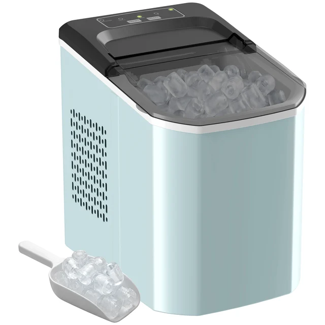Machine à glaçons autonettoyante Homcom 12 kg/24h, 9 glaçons en 7 min, bleu clair 1