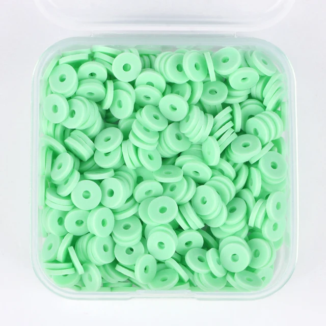 1Box 6mm Recyclable Polymer Clay Disc Loose Charms Beads Boho 34 Colors