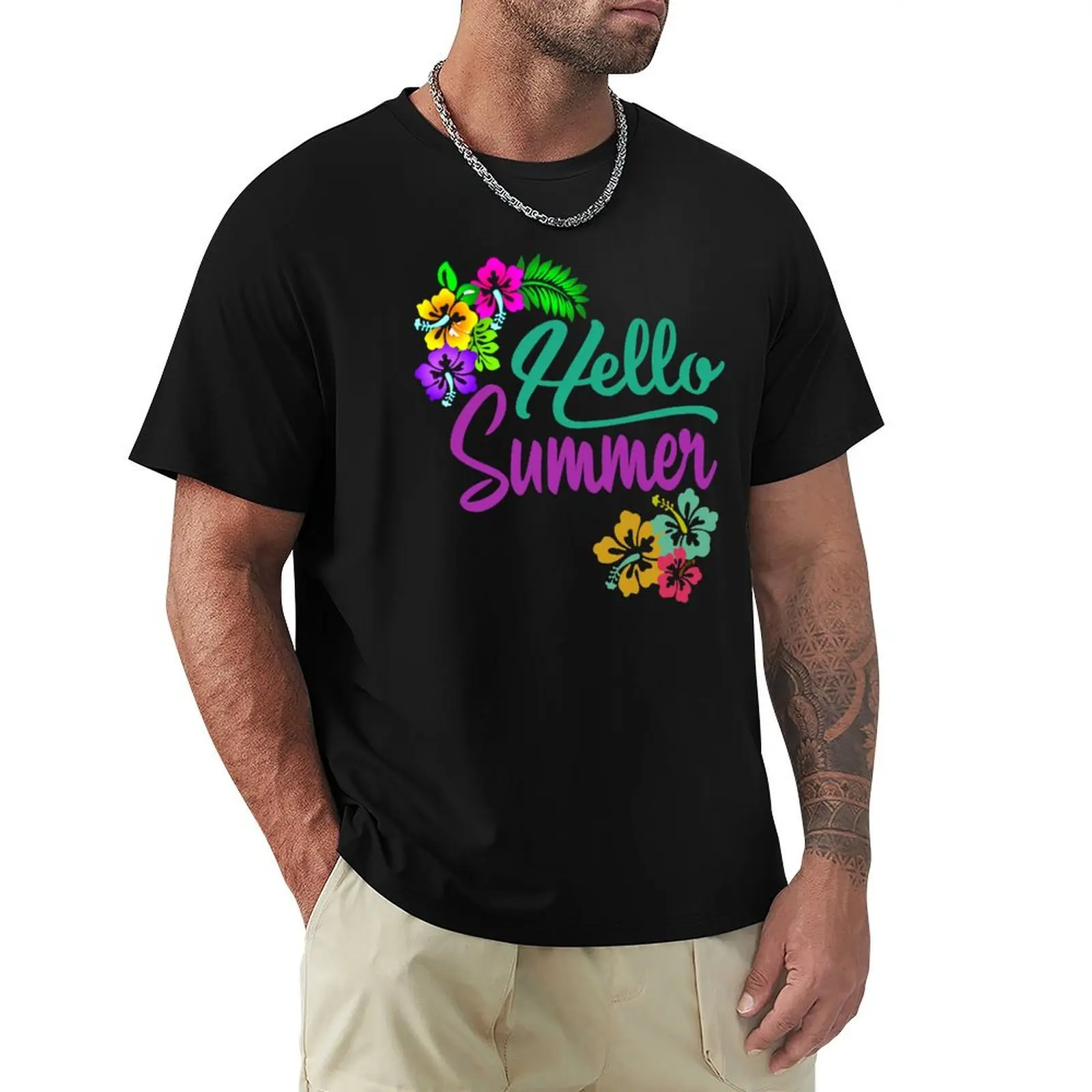 

Hello Summer Gift Idea Summer T-Shirt animal prinfor boys for a boy men clothing