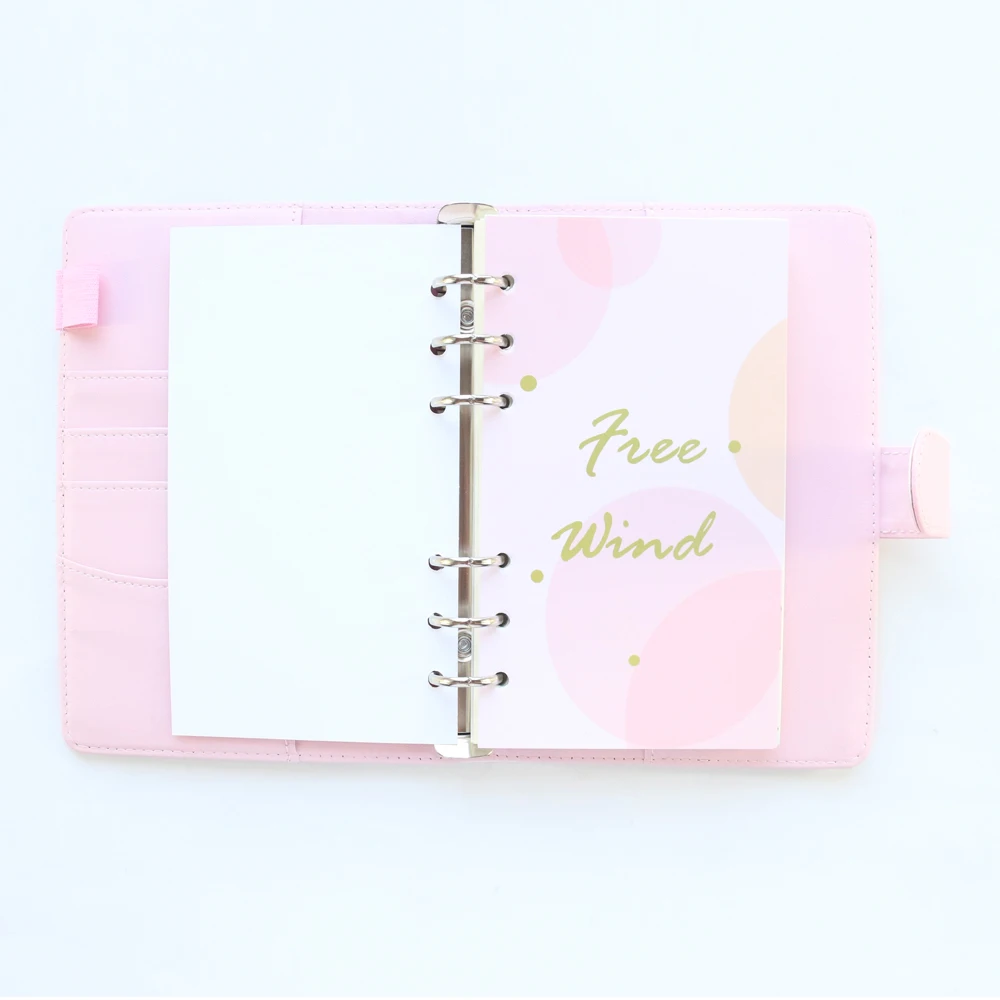 Domikee New cute leather hardcover binder spiral notebook office school  Korean refillable agenda planner organizer stationery