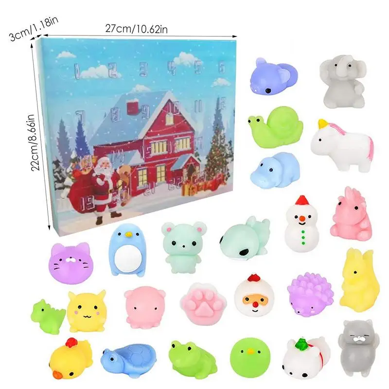 Calendario dell'avvento di natale scatola giocattolo tipo di natale morbido Mini Mochi Squishies Kawaii animal Squishy Toys giocattoli antistress per bambini  15