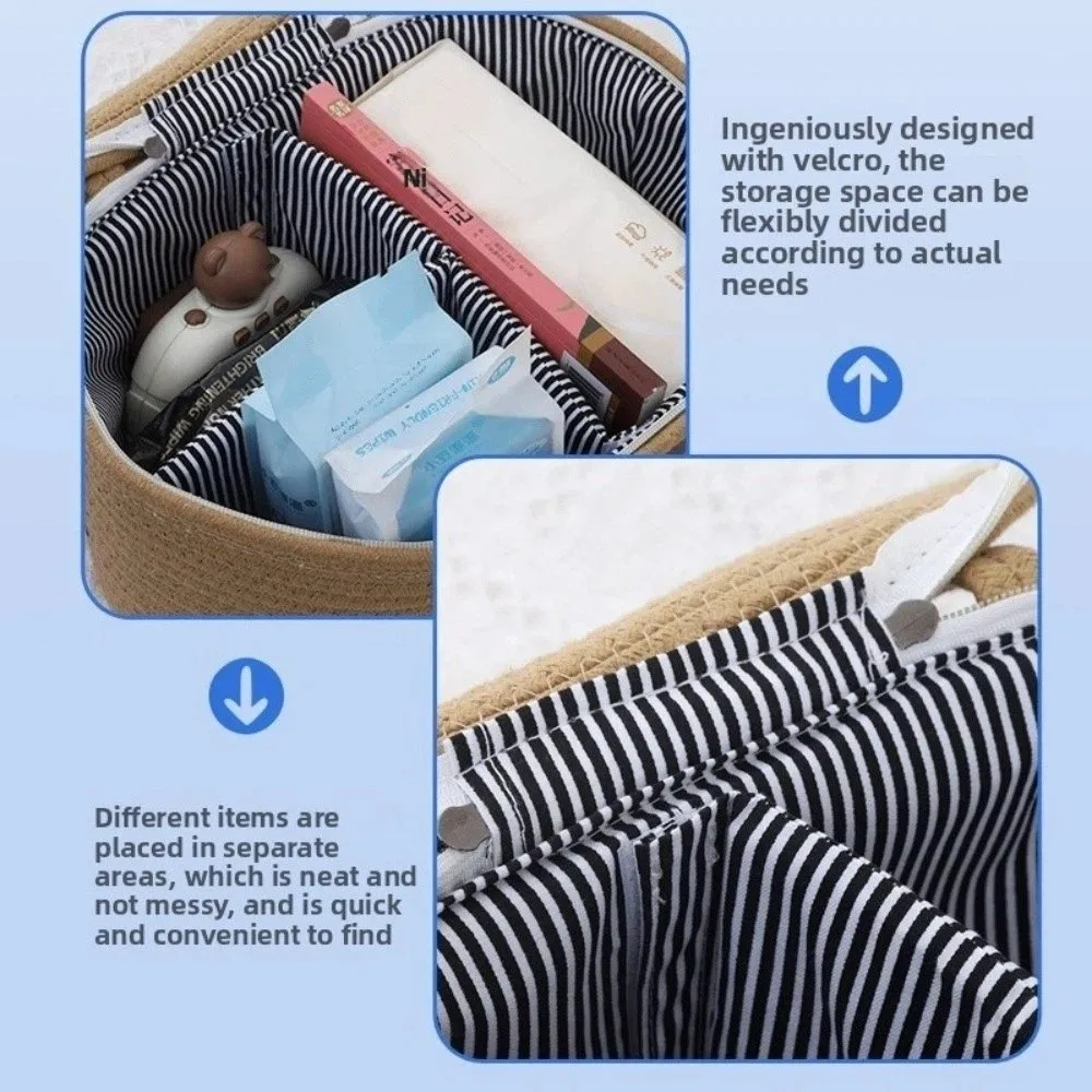 Cotton Thread Rope Mummy Handbag Large Capacity for Diaper/Toy Storage Diaper Storage Basket Shopping Tote Bag Baby Diaper Bag