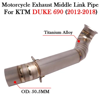 Slip-On For KTM DUKE 690 KTM690 2012 - 2018 Motorcycle Exhaust Escape Moto Muffler Modify 51MM Titanium Alloy Middle Link Pipe