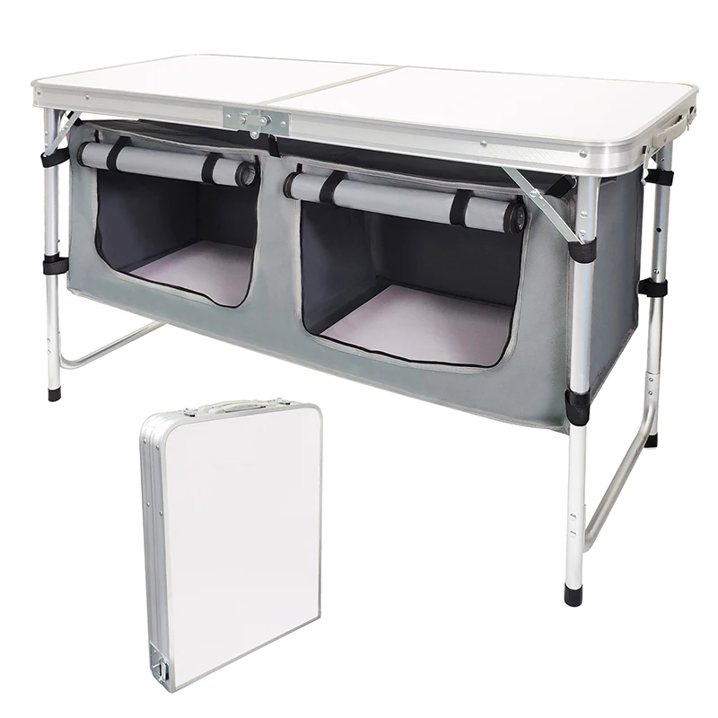 

Camping Folding Aluminum Table with Adjustable Legs for Outdoor Travel Beach, Backyards, BBQ, Party and Picnic Foldable Table