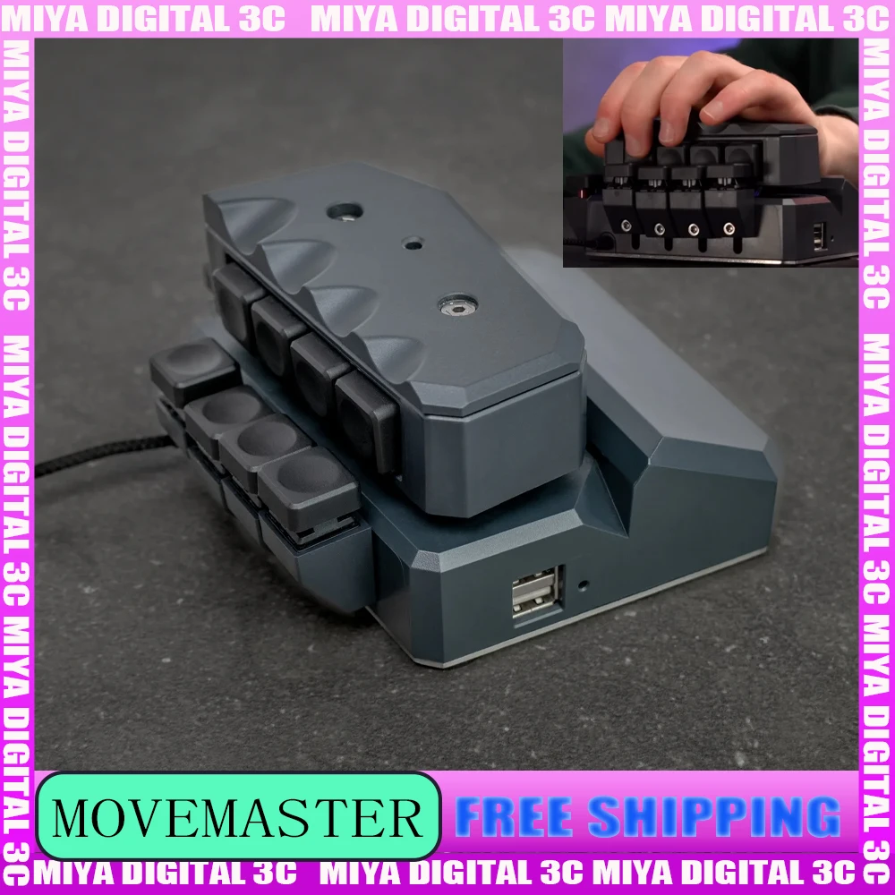 MoveMaster RSG1 한 손용 하이브리드 키보드 조이스틱 인체공학적 게임 컨트롤러 Windows/Linux/MacOS용 체리 무음 레드 스위치