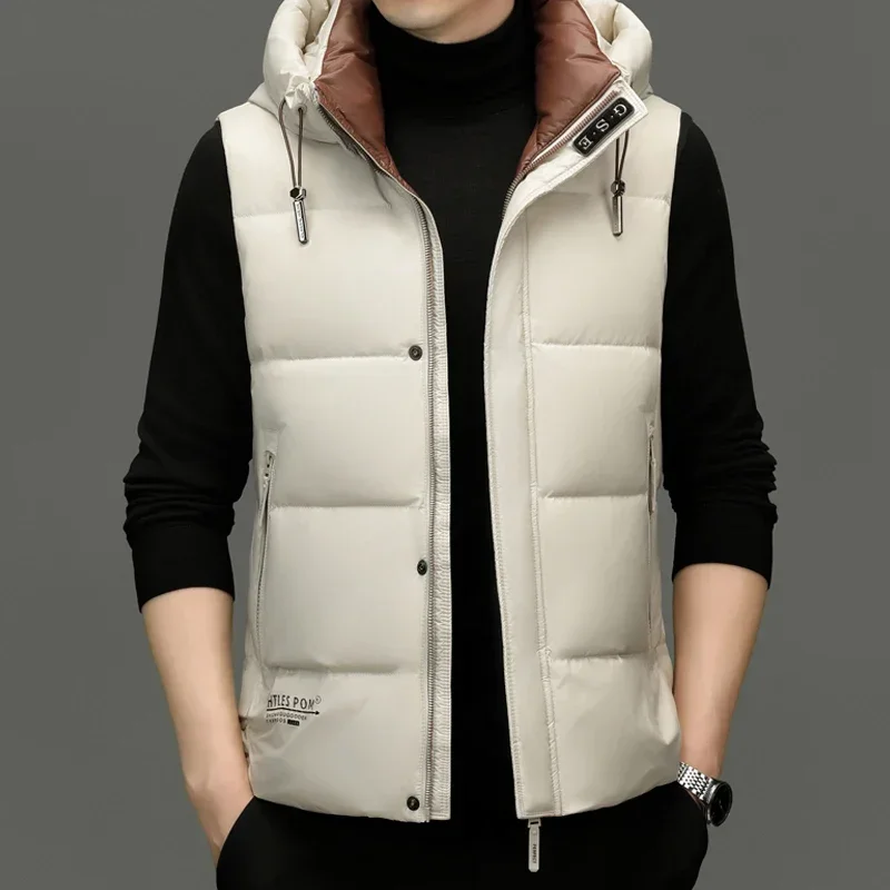 Chaqueta de plumón sin mangas, ropa de diseñador para hombre, chaquetas acolchadas ligeras de lujo, chaleco para hombre, abrigo de invierno con relleno de plumón de pato