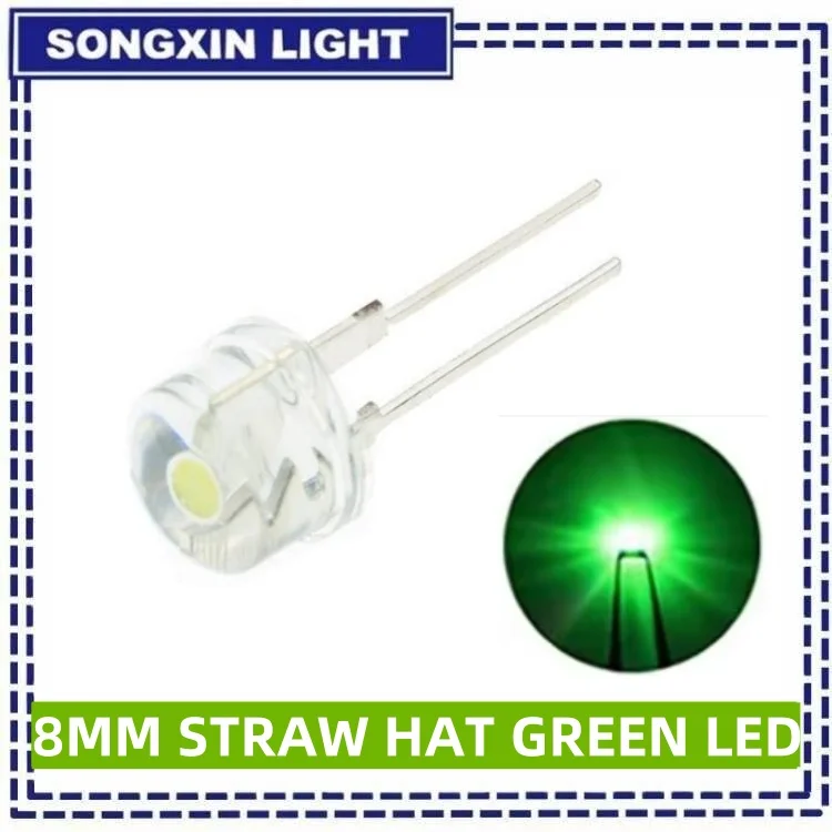 10PCS F8 8MM Weiß Blau Grün Rot Gelb LED Super Helle Strohhut Leuchtdiode Hervorgehoben Weiß 0,5W Astigmatismus – Detail 7