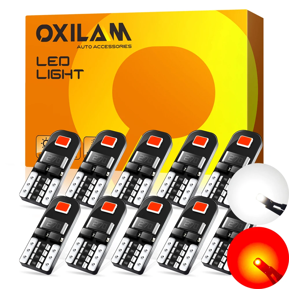 

10x W5W T10 LED Bulbs Canbus Red White Car Parking Position Light Interior Light For BWM VW Mercedes Audi Mazda Toyota Auto Lamp